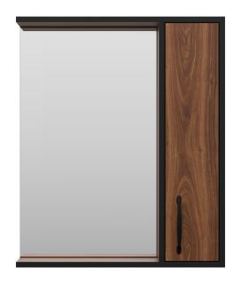 Зеркальный шкаф Misty Кедр 60см правый чёрный/орех